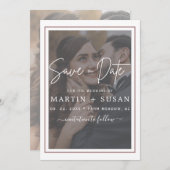 Elegant Vellum Hand Lettered Overlay Photo Wedding Save The Date (Voorkant / Achterkant)