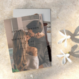 Elegant Vellum Overlay 2 Photo Wedding Kaart