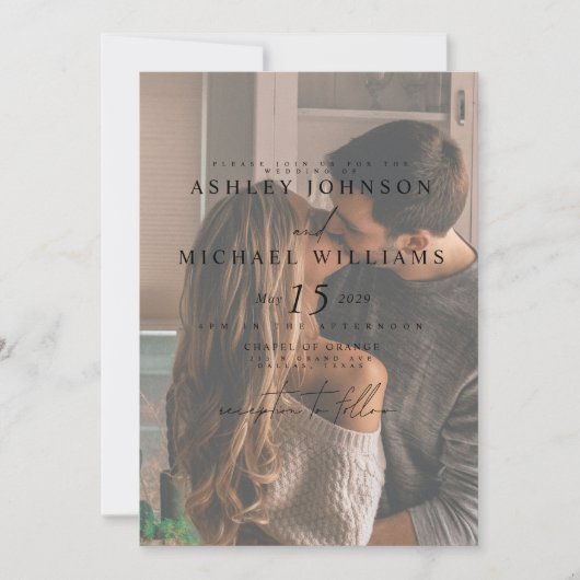 Elegant Vellum Overlay 3 Uitnodiging tot fotowedde (Voorkant)