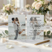 Elegant Vellum Overlay Modern 2 Photo Wedding  Kaart
