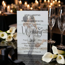 Elegant Vellum Overlay Modern 2 Photo Wedding  Kaart