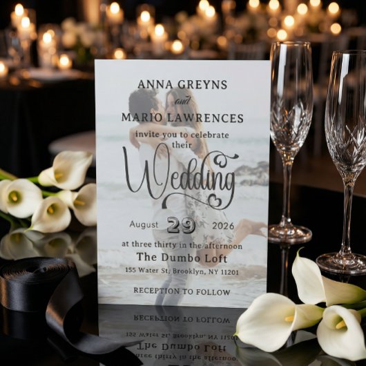 Elegant Vellum Overlay Modern 2 Photo Wedding  Kaart