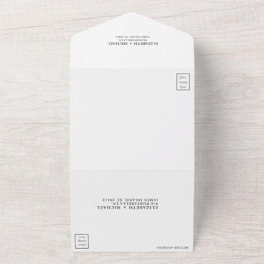 Elegant Vellum Overlay Photo Wedding RSVP All In One Uitnodiging (Buitenkant)