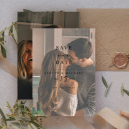 Elegant Vellum Overlay Waterverf 2 Fotohuwelijk Save The Date