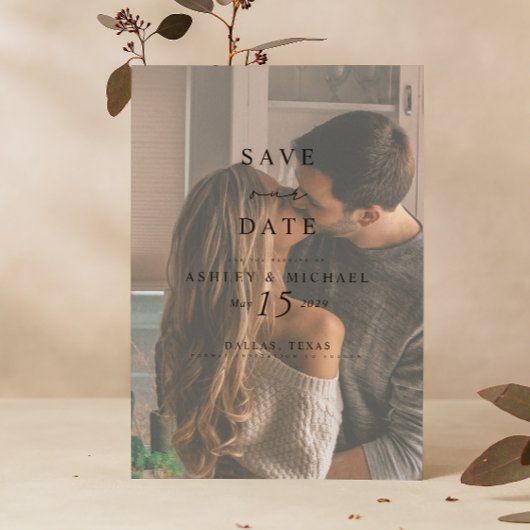 Elegant Vellum Overlay Waterverf 2 Fotohuwelijk Save The Date