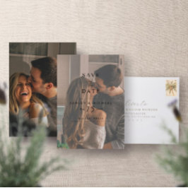 Elegant Vellum Overlay Waterverf 2 Fotohuwelijk Save The Date