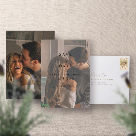 Elegant Vellum Overlay Waterverf 2 Fotohuwelijk Save The Date