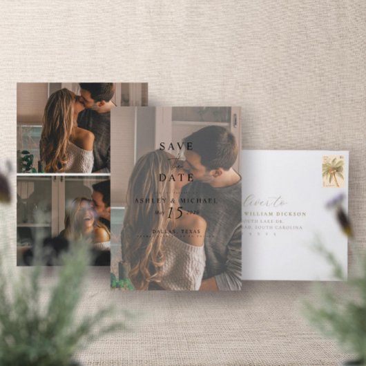 Elegant Vellum Overlay Waterverf 3 Fotohuwelijk Save The Date