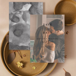 Elegant Vellum Overlay Waterverf Foto bruiloft Save The Date