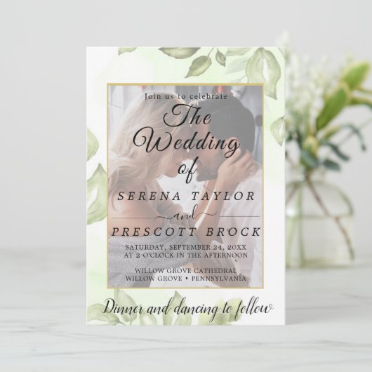 Elegant Vellum Overlay Wedding Invitation Kaart (Staand voorkant)