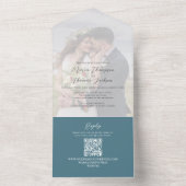 Elegant Vellum Photo Overlay Blue | QR-code RSVP All In One Uitnodiging (Binnen)