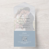 Elegant Vellum Photo Overlay Dusty Blue | QR-code All In One Uitnodiging (Binnen)