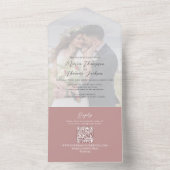 Elegant Vellum Photo Overlay Dusty Roos | QR-code All In One Uitnodiging (Binnen)
