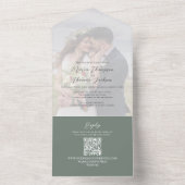 Elegant Vellum Photo Overlay Green | QR-code RSVP All In One Uitnodiging (Binnen)