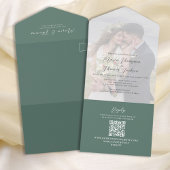 Elegant Vellum Photo Overlay Green | QR-code RSVP All In One Uitnodiging