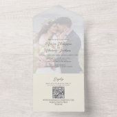 Elegant Vellum Photo Overlay Sage Green | QR-code All In One Uitnodiging (Binnen)