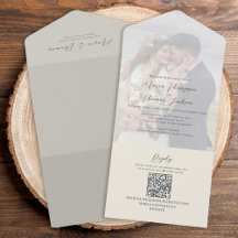 Elegant Vellum Photo Overlay Sage Green | QR-code