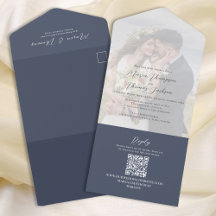 Elegant Vellum Photo Overlay Slate Blue | QR-code