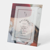 Elegant Vellum Transparency Wedding Initials Photo Reclamebord Met Voetstuk (Voorkant)