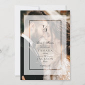 Elegant Vellum Transparency Wedding Photo  Bedankkaart (Voorkant)