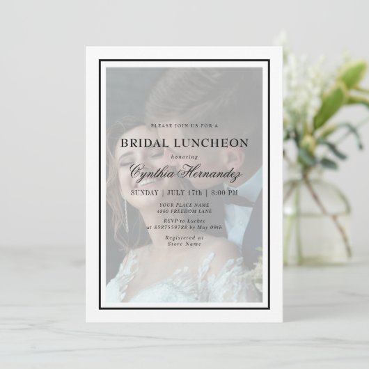 Elegant Vellum Typography Script Bridal Luncheon Kaart (Staand voorkant)
