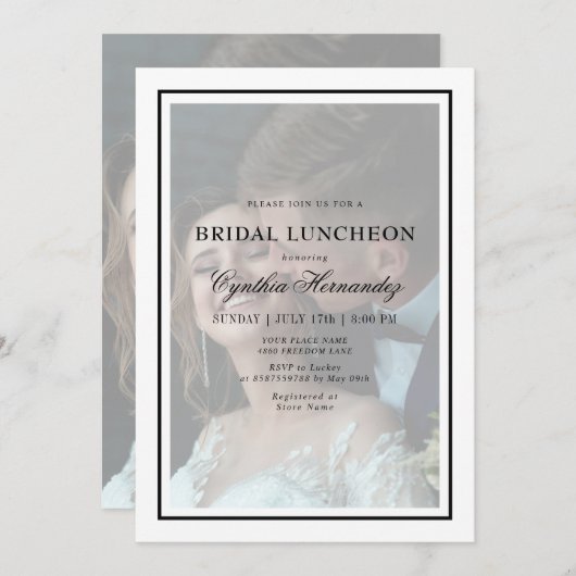 Elegant Vellum Typography Script Bridal Luncheon Kaart (Voorkant / Achterkant)