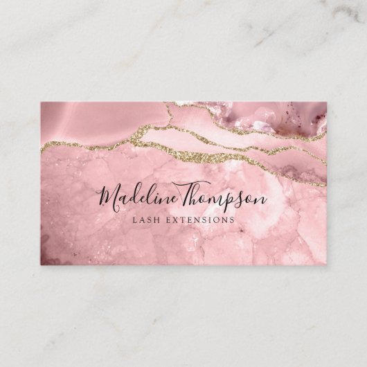 Elegant Velvet Blush Pink Marble Agate Geode Visitekaartje (Voorkant)