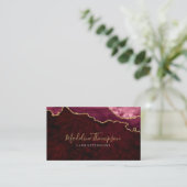 Elegant Velvet Burgundy Red Marble Agate Geode Visitekaartje (Staand voorkant)