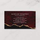 Elegant Velvet Burgundy Red Marble Agate Geode Visitekaartje (Achterkant)