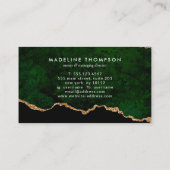 Elegant Velvet Emerald Green Marble Agate Geode Visitekaartje (Achterkant)