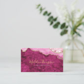 Elegant Velvet Magenta Pink Marble Agate Geode Visitekaartje (Staand voorkant)
