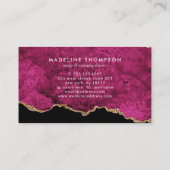 Elegant Velvet Magenta Pink Marble Agate Geode Visitekaartje (Achterkant)