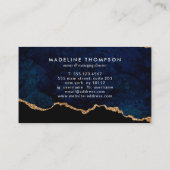 Elegant Velvet Navy Blue Marble Agate Geode Visitekaartje (Achterkant)