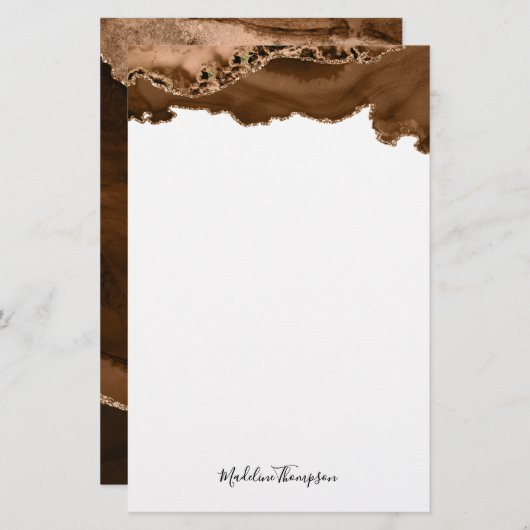Elegant Velvet Rust Gold Marble Agate Geode Briefpapier (Voorkant / Achterkant)