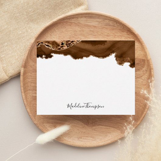 Elegant Velvet Rust Gold Marble Agate Geode Notitiekaartje