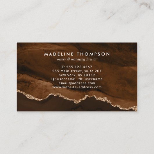 Elegant Velvet Rust Gold Marble Agate Geode Visitekaartje (Achterkant)