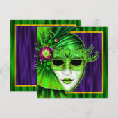 Elegant Venetiaans Masker Carnaval Bruiloft Kaart (Voorkant / Achterkant)