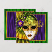 Elegant Venetiaans Masker Carnaval Bruiloft Kaart (Voorkant / Achterkant)