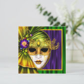 Elegant Venetiaans Masker Carnaval Bruiloft Kaart (Staand voorkant)