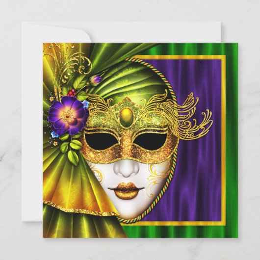 Elegant Venetiaans Masker Carnaval Bruiloft Kaart (Voorkant)