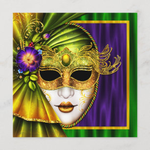 Elegant Venetiaans Masker Carnaval Bruiloft Kaart