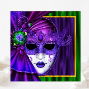 Elegant Venetiaans Masker Mardi Gras Bruiloft Kaart