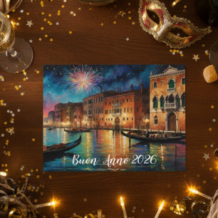 Elegant Venetiaans vuurwerk Nieuwjaar Briefkaart