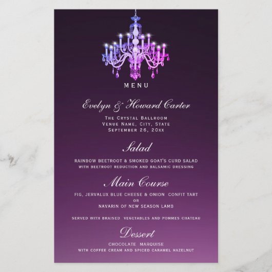 Elegant Venetian Chandelier | Menu-Kaart (Voorkant)
