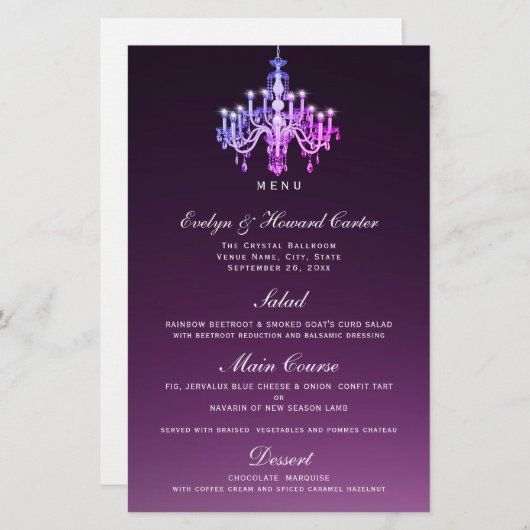 Elegant Venetian Chandelier | Menu-Kaart (Voorkant / Achterkant)