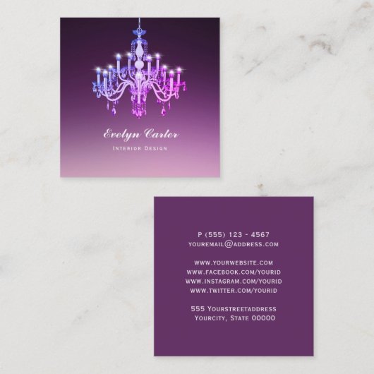 Elegant Venetian Chandelier Vierkante Visitekaartje (Voorkant / Achterkant)