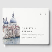 Elegant Venetië Italië Canals Waterverf Bruiloft Gastenboek (Voorkant)