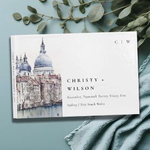 Elegant Venetië Italië Canals Waterverf Bruiloft Gastenboek
