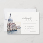 Elegant Venetië Italië Canals Waterverf Bruiloft RSVP Kaartje (Voorkant)