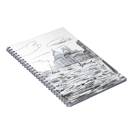 Elegant Venice Black en White Notitieboek (Rechterzijde)